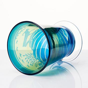 Gunnar Cyrén, a 'graal' glass vase, Orrefors, Sweden 1989.