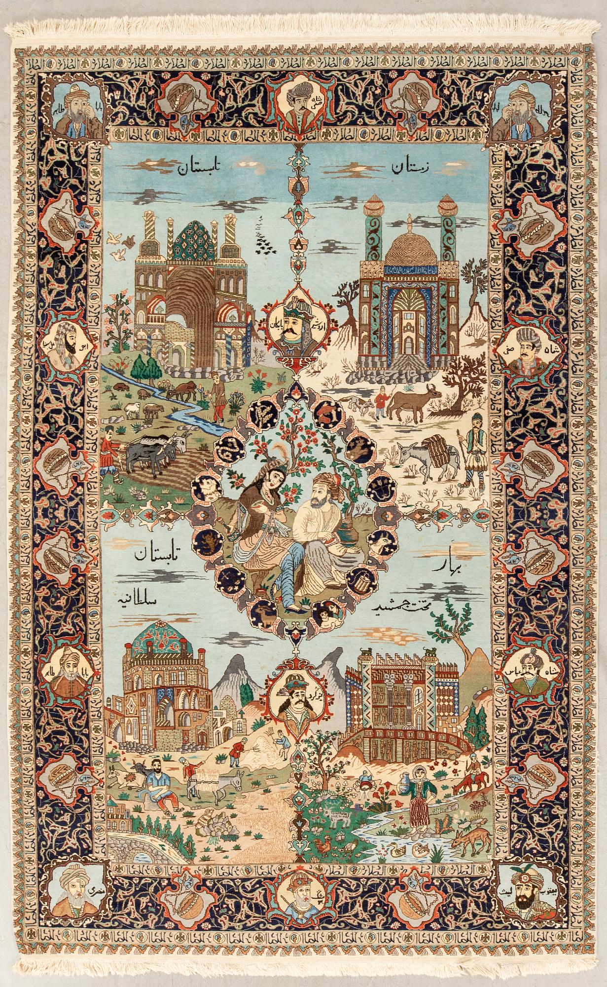 Tabriz carpet semi-antique, approx. 283x170 cm.