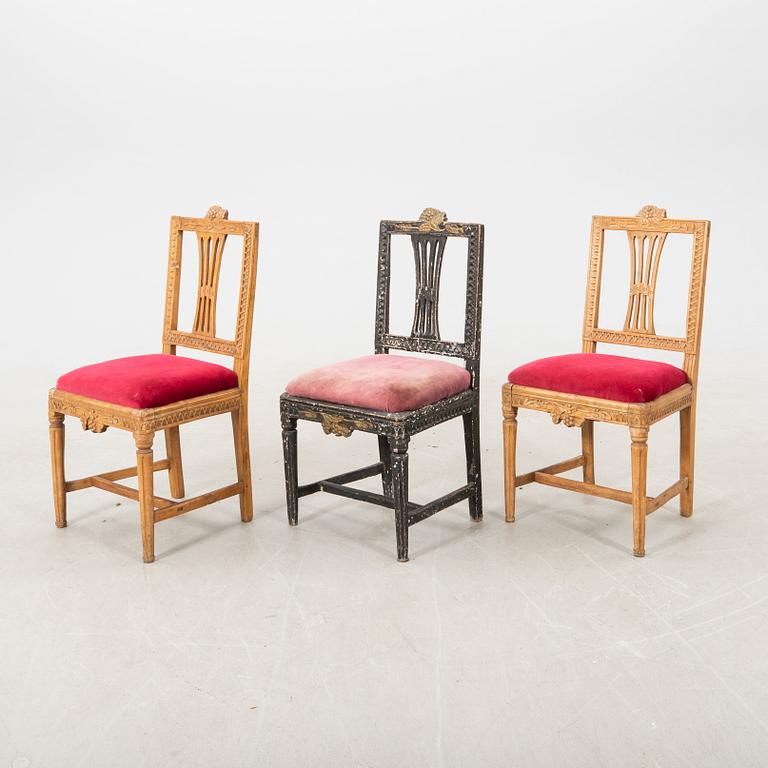 Chairs 3 pcs. Late Gustavian, Lindome works, first half of the 19th century.