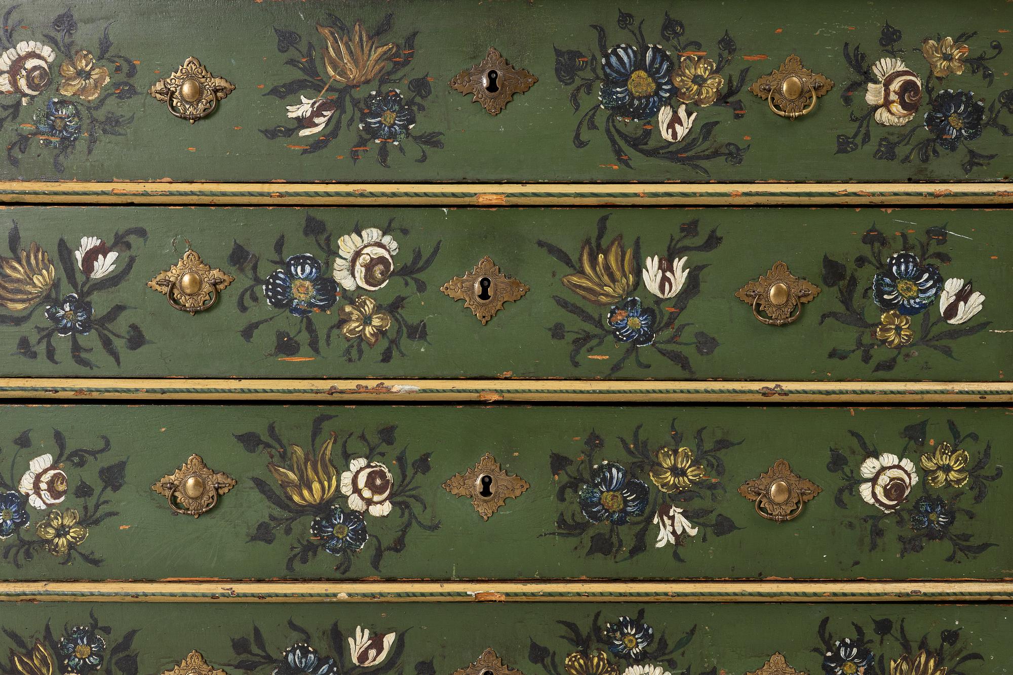 A Norwegian chest of drawers with a top section, mid 18th century.