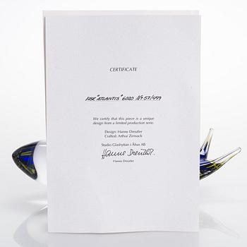 Skulptur, glas, signerad, formgivare Hanne Dreutler, glasblåsare Arthur Zirnsack, Studio Åhus 2002.