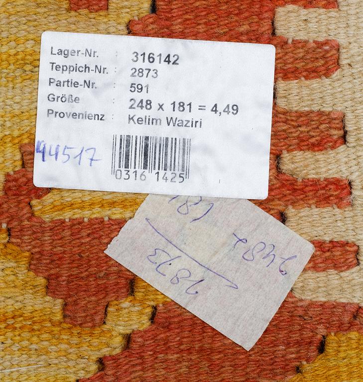A rug, kilim, ca 248 x 181 cm.