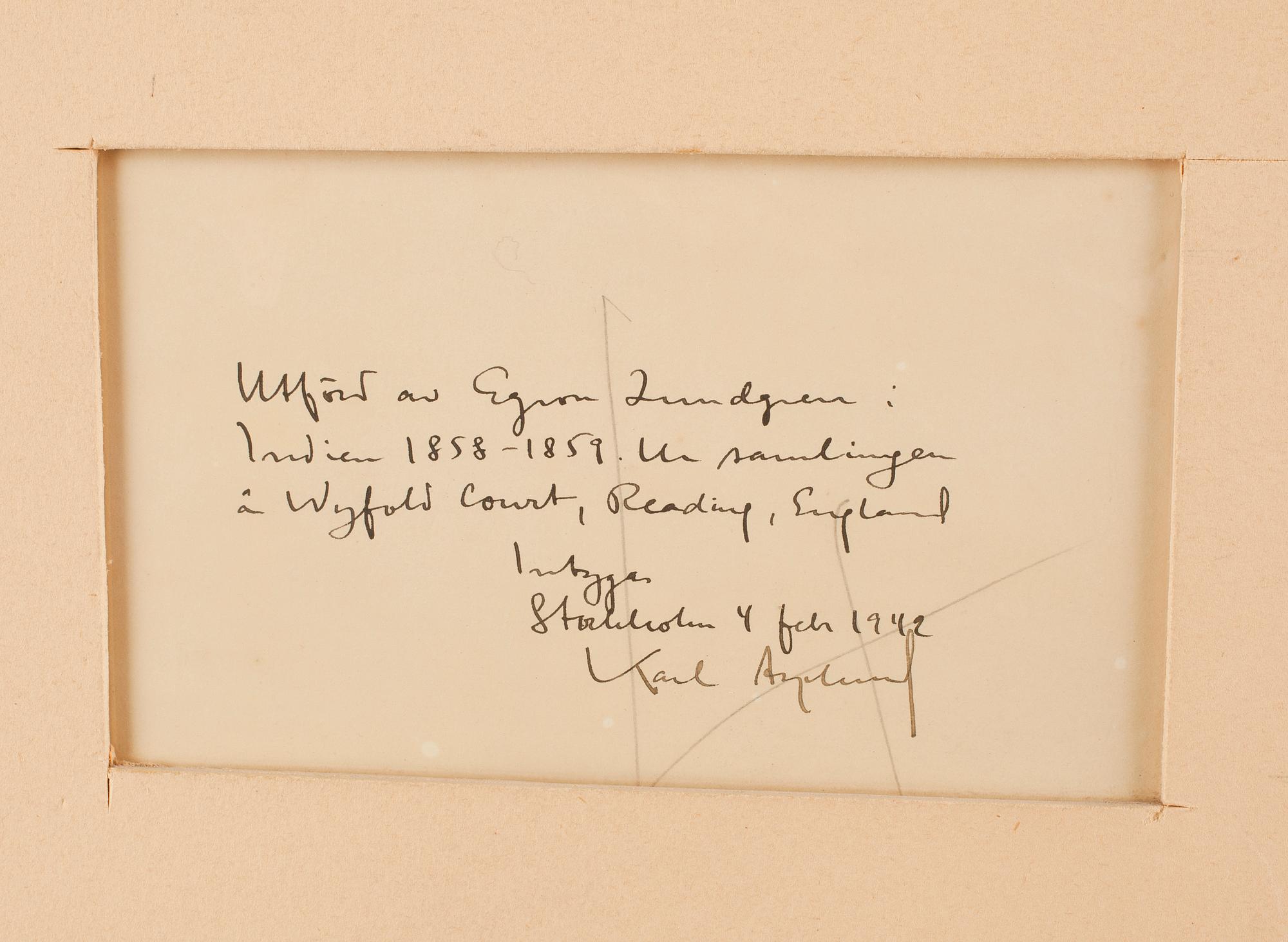 EGRON LUNDGREN, akvarell på papper. Intygad á tergo av Karl Asplund.