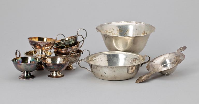 PARTI SILVER, 10 delar, bla C.G Hallberg, 1900-tal. Vikt tot ca 522.