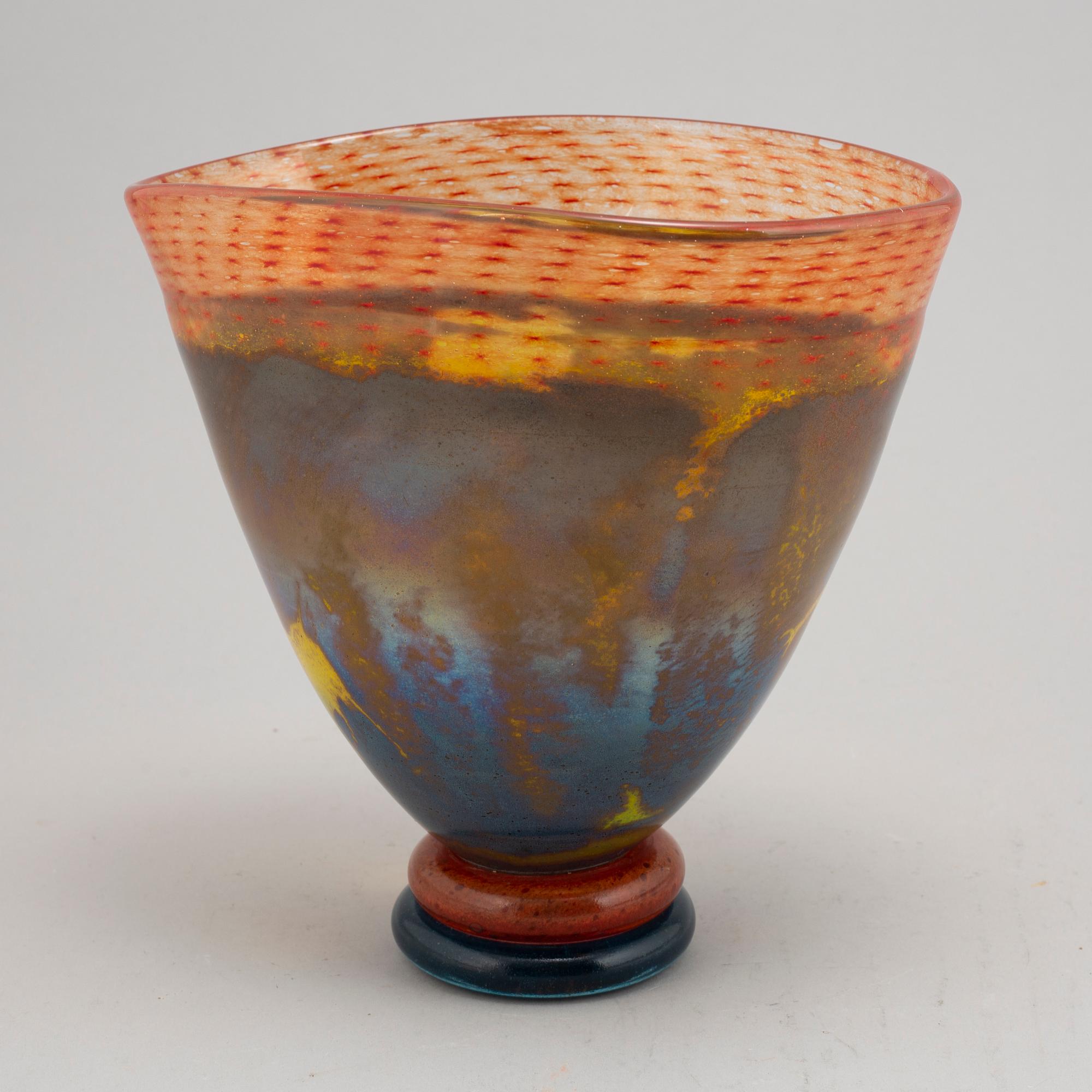 Kjell Engman, a unique glass vase, Kosta,1992.
