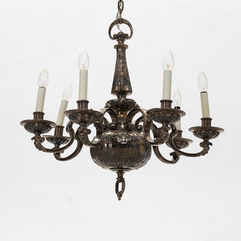 A silver plated chandelier, 1920's.