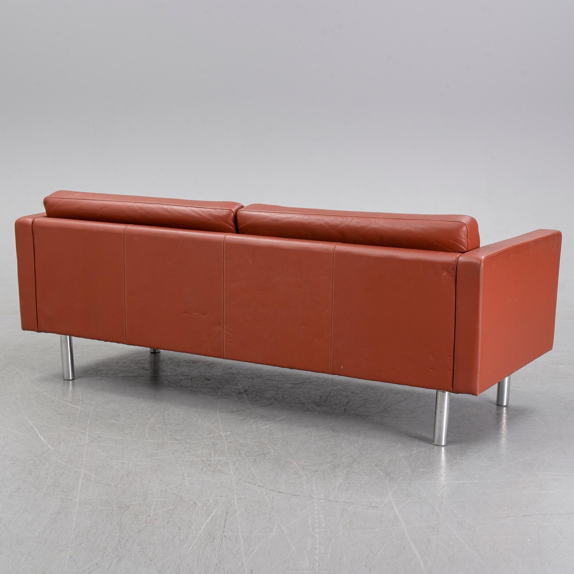 A leather sofa, JOC Vetlanda, second half of the 20th century.