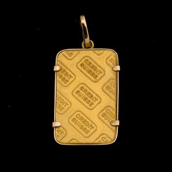 PLAKETT, fine gold 999,9. Credite Suisse. 5 gram.