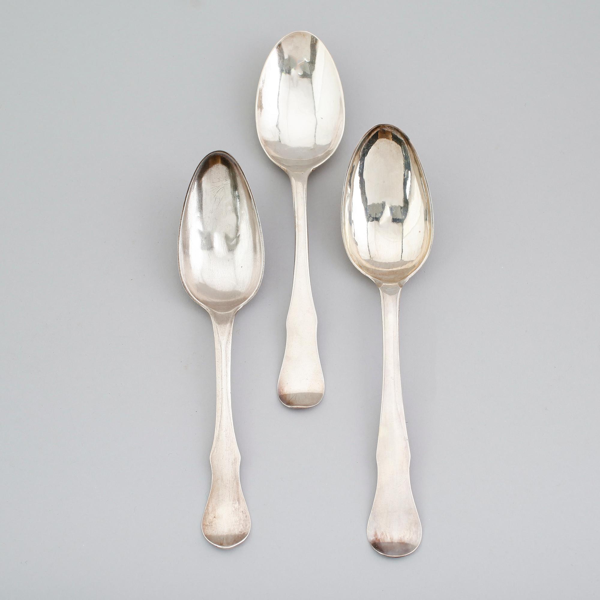 MATSKEDAR, 3 st, silver, svenska stämplar, 1700-tal. Vikt ca 134 gram.