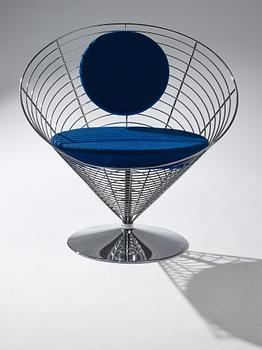 Verner Panton, fåtöljer ett par, "Wire Cone Chair", Fritz Hansen, Danmark 1989.