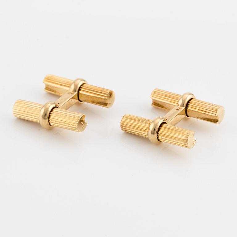 Van Cleef & Arpels, cufflinks with interchangeable parts in 18K gold and stone.