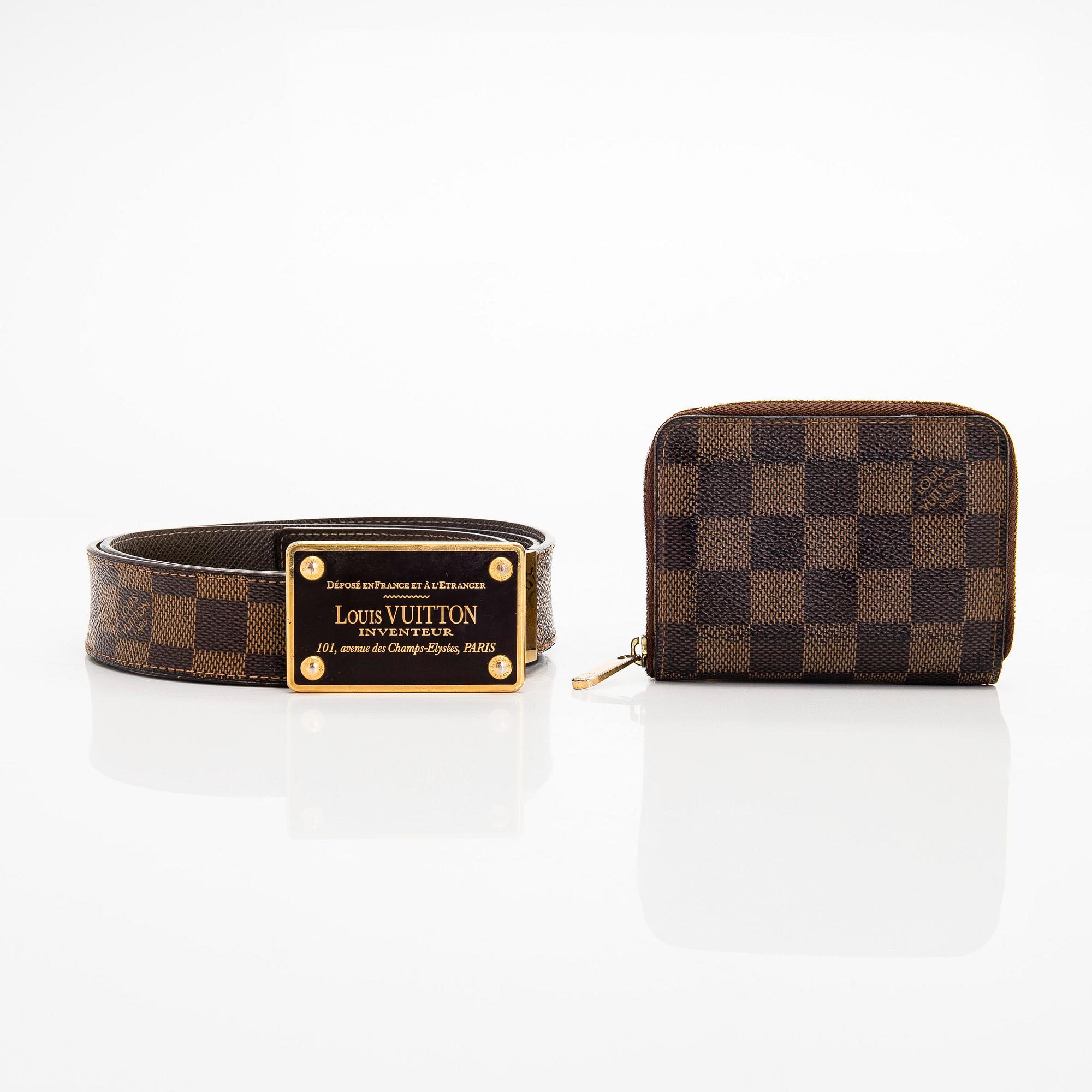 Louis Vuitton, a 'Zippy Coin Purse' wallet and an 'Inventeur' belt.
