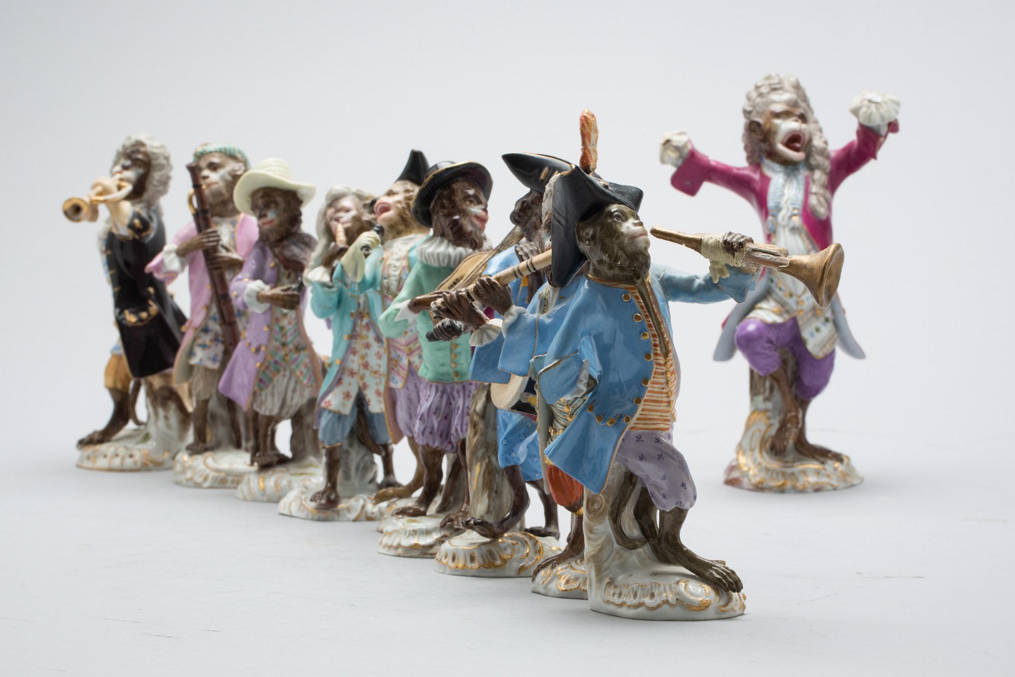 A monkey orchestra, "Affenkapelle", Meissen, late 19th Century.