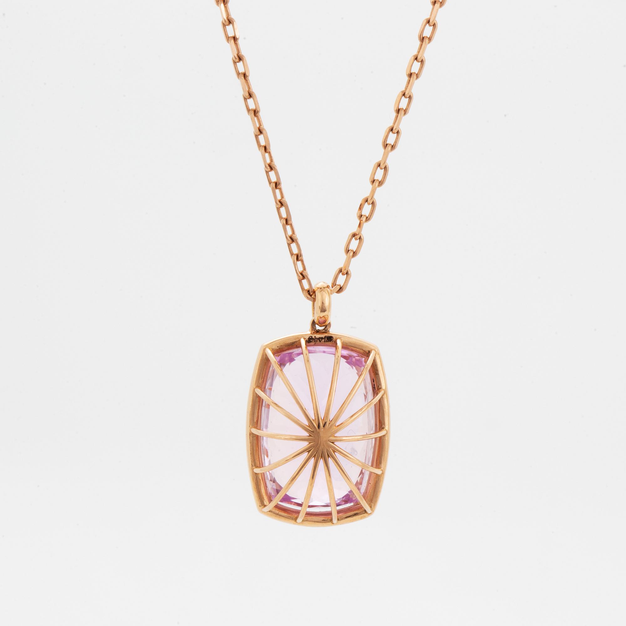 Kunzite and diamond necklace.