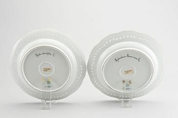 A pair of Flora Danica porcelain plates for Royal Copenhagen Denmark 20th century.