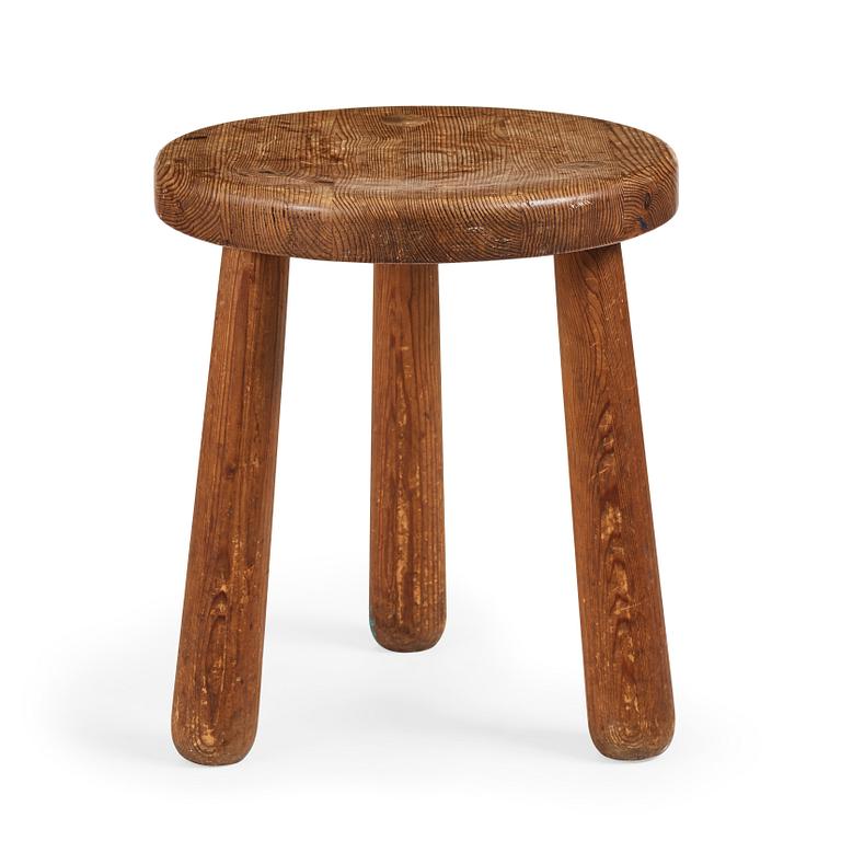 Axel Einar Hjorth, a stained pine "Utö" stool, Nordiska Kompaniet, Sweden 1930's.