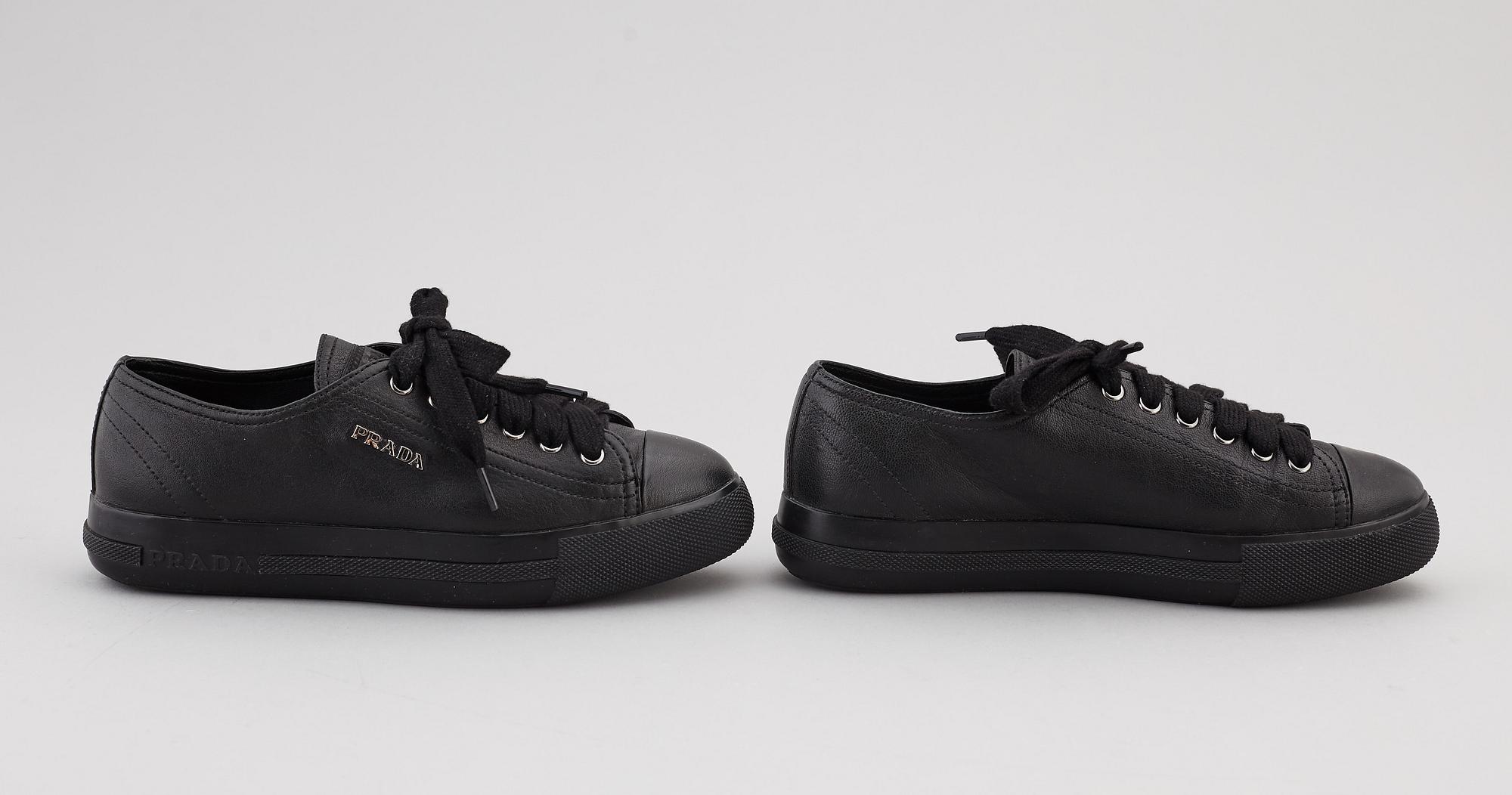 PRADA, two pairs of leather sneakers, size 35,5.