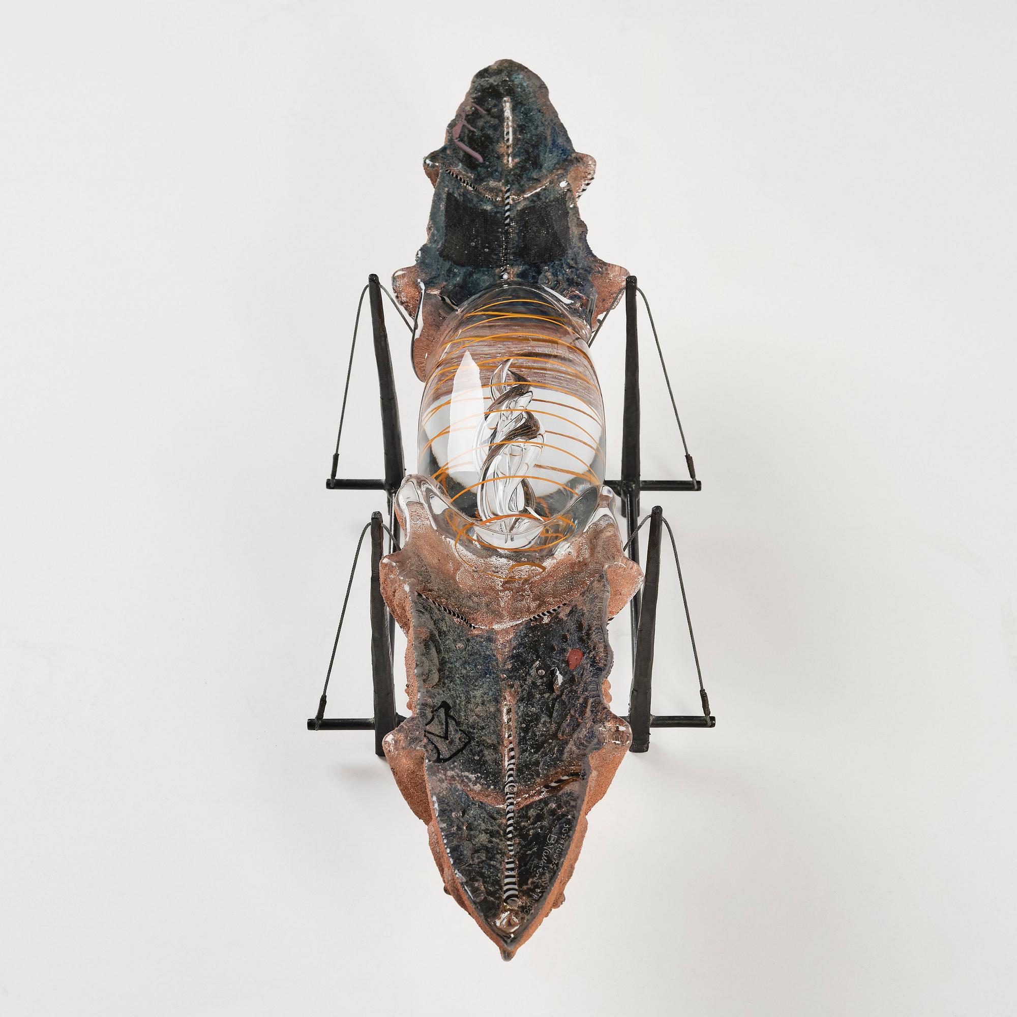 Bertil Vallien, "Precious Cargo", unik skulptur, båt, sandgjutet glas, Kosta Boda 1987.