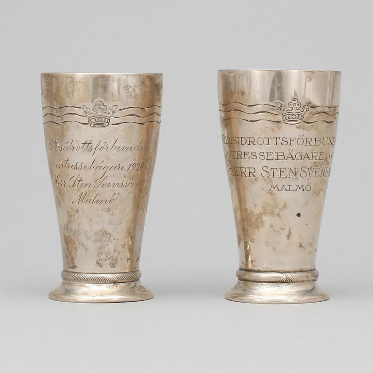 PARTI SILVER, 6 delar, bland annat CG Hallberg, samtliga från 1900-talets första hälft. Totalvikt ca 800 gram.