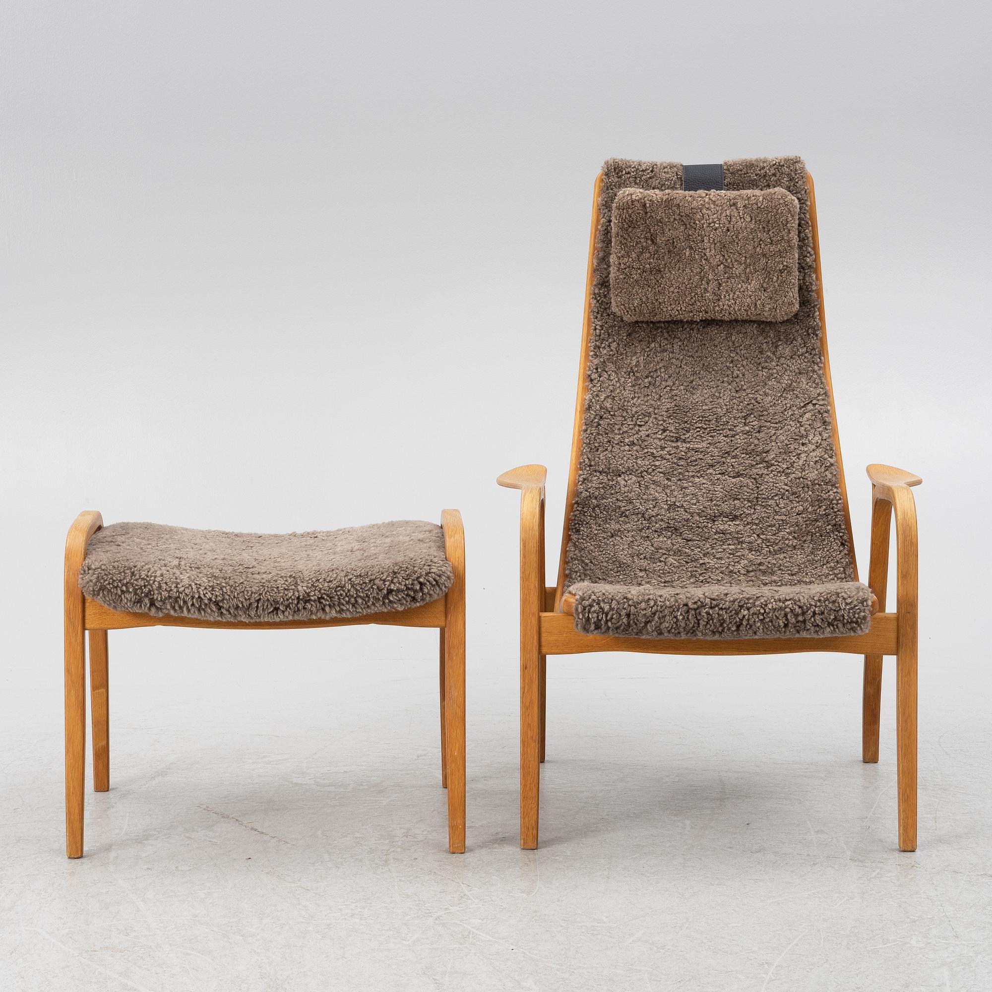 Yngve Ekström, fåtölj med fotpall, "Lamino", Swedese.