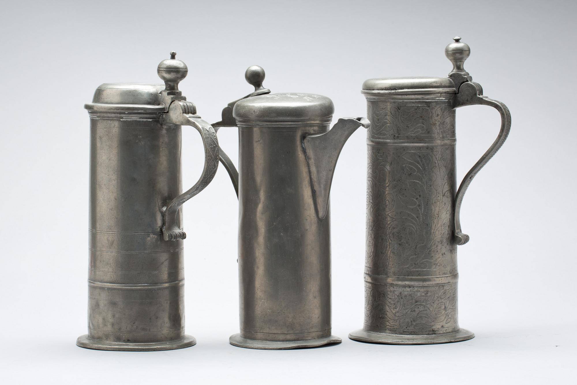 STOP, 3 st, tenn, 17/1800-tal. Troligen Tyskland.