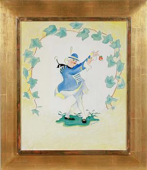 Einar Nerman · EINAR NERMAN, olja på pannå. Sign.