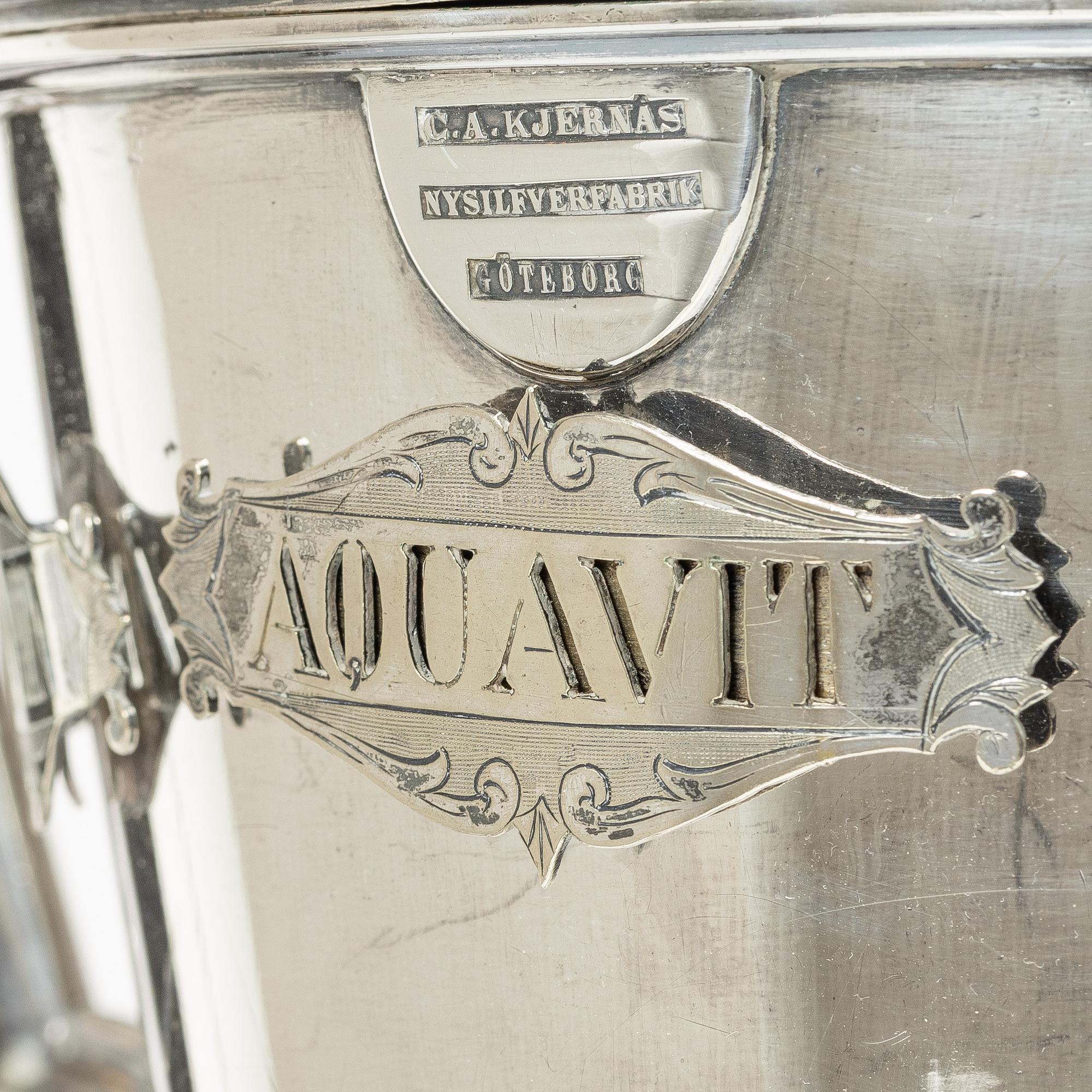 Brännvinscistern, nysilver, DA Kjernås Nysilfverfabrik, Göteborg.