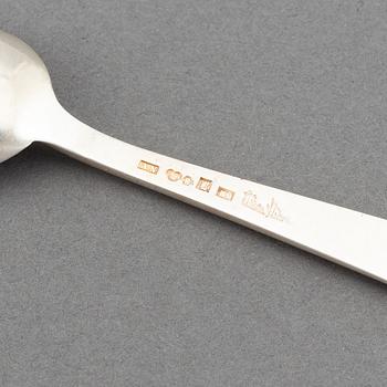 Wiwen Nilsson, a set of 10 silver coffee spoons, Lund, Sweden 1952-64.