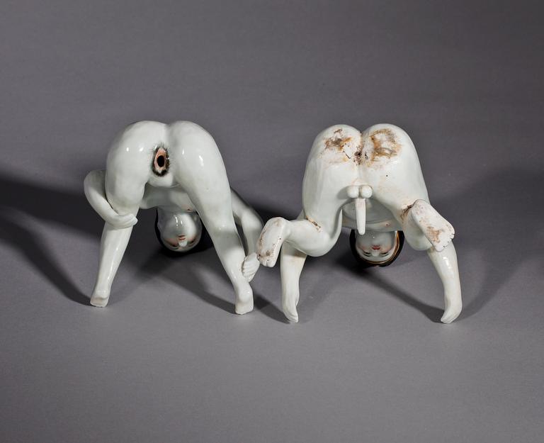 FIGURINER, 2 st, porslin, Kina. 1900-tal.