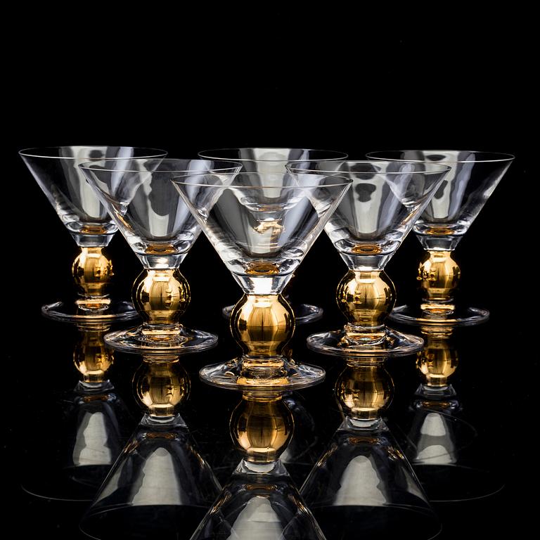 Six Gunnar Cyrén 'Nobel' martini/champagne glasses, for Orrefors.