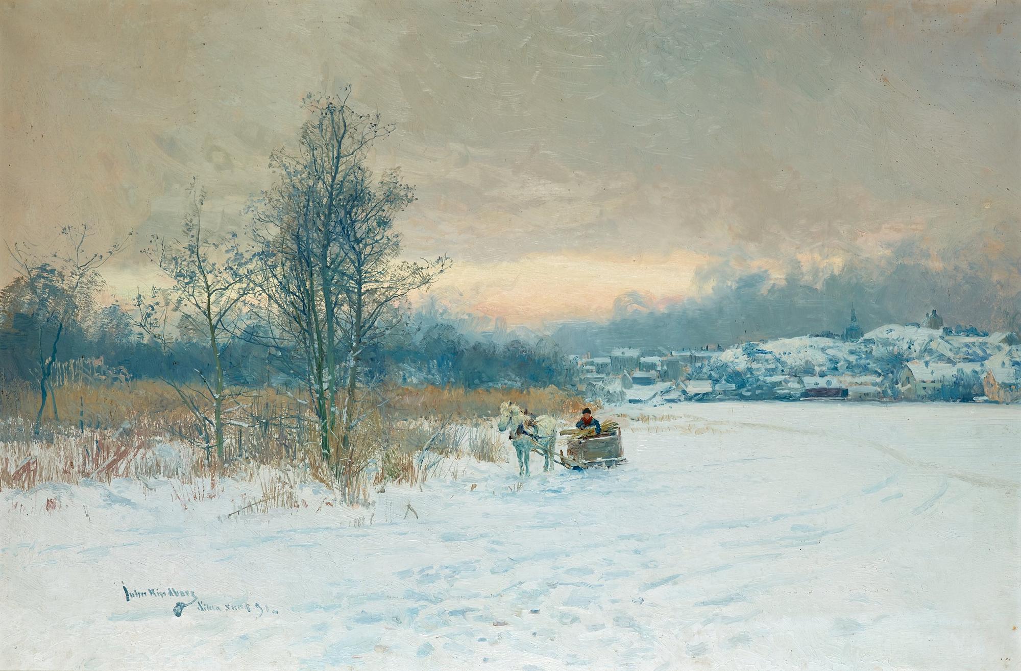 Johan (John) Kindborg, Winter scene from Sickla sund, Stockholm.