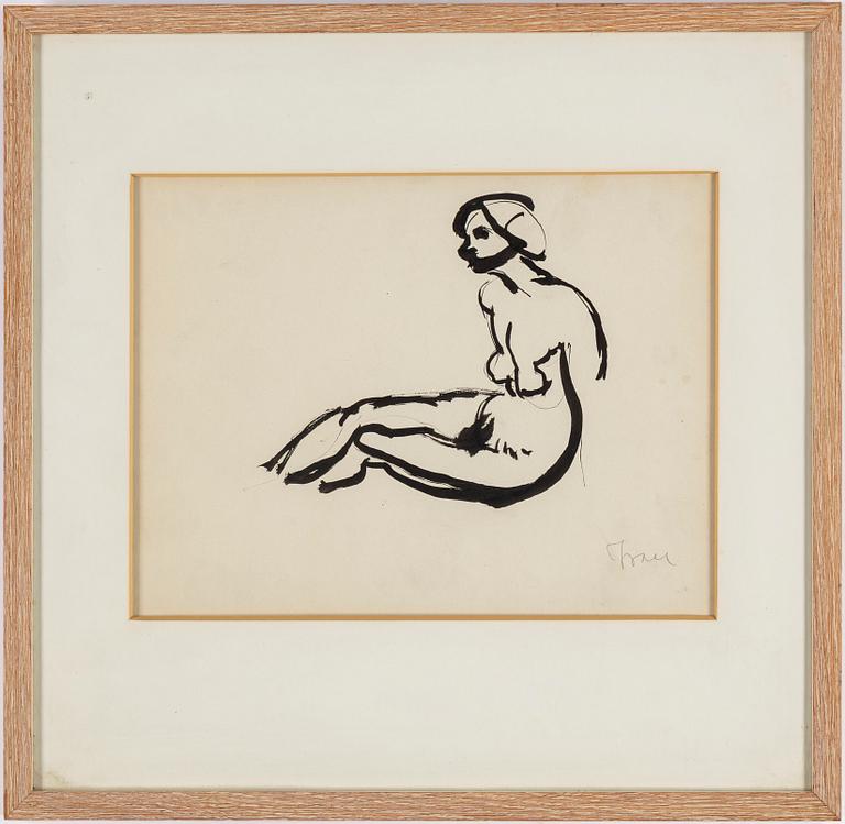 ISAAC GRÜNEWALD, tusch och blyerts på papper, signerad Isaac.