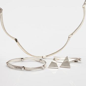 LAPPONIA, A sterling silver necklace, bracelet, brooch and earrings. 1984-87.