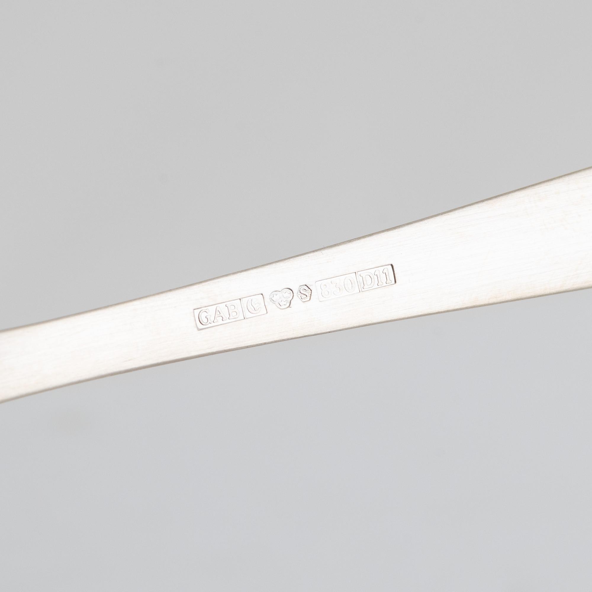 Jacob Ängman, bestickuppsättning, 46 delar, silver, "Rosenholm", GAB, Eskilstuna, bl.a. 2002.