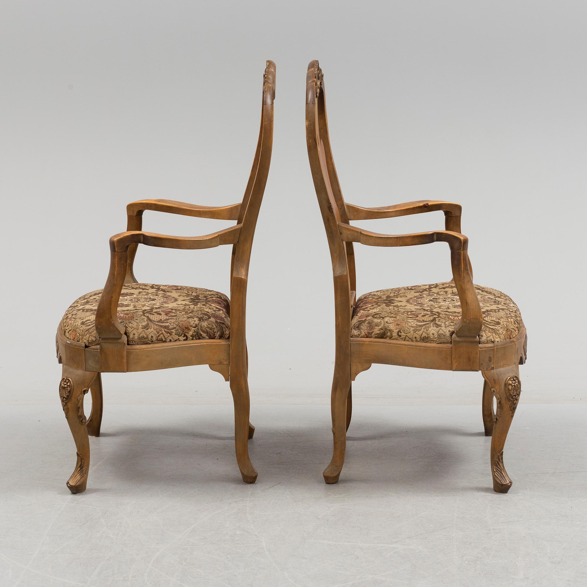 A pair of rococo style chairs.