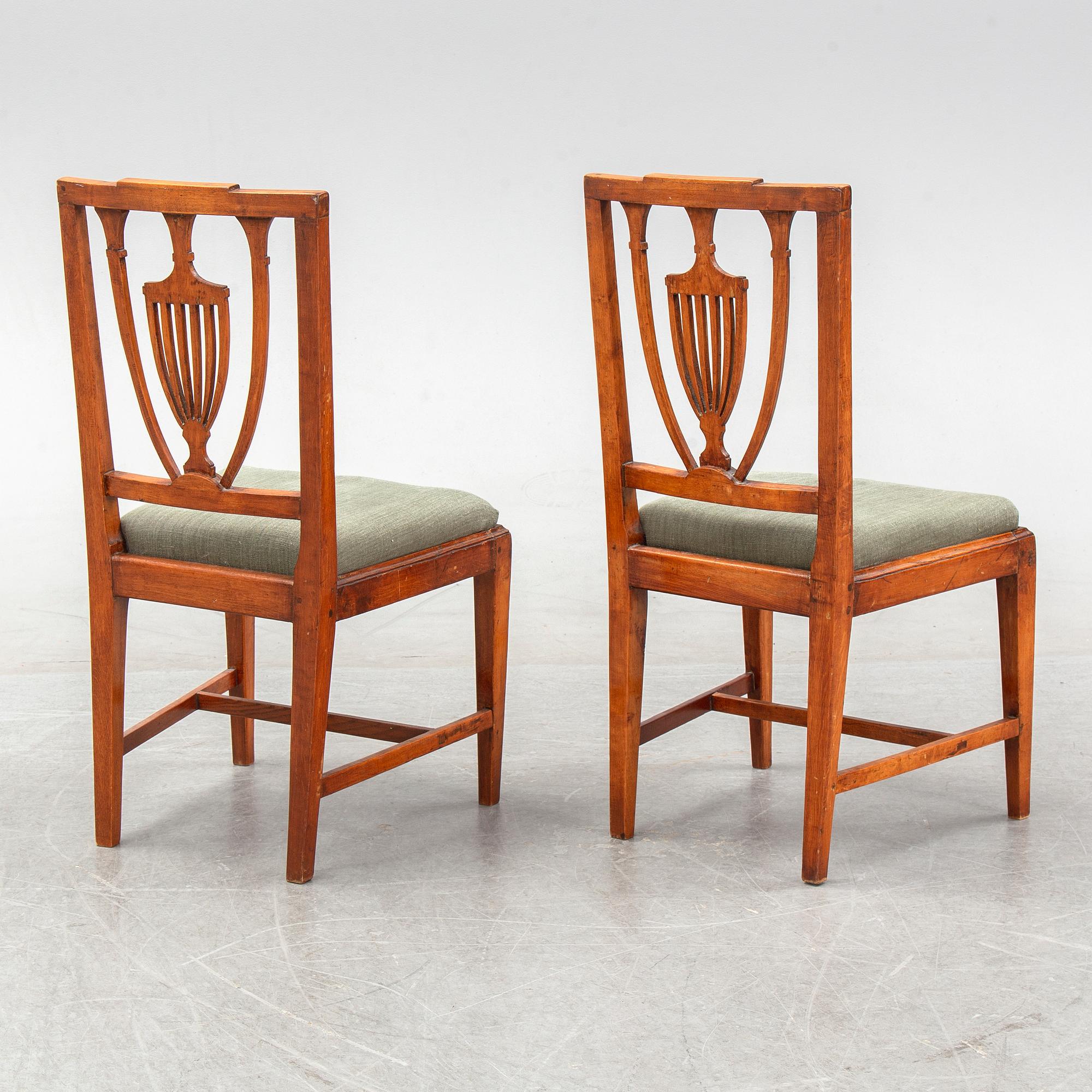A pair of late Gustavian chairs by Johan Melchior Lundberg, ca 1800.