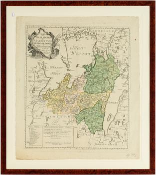 KARTA, kopparstick, "Charta öfwer Skaraborgs och Mariestads Höfdingedöme...", 1700-tal.