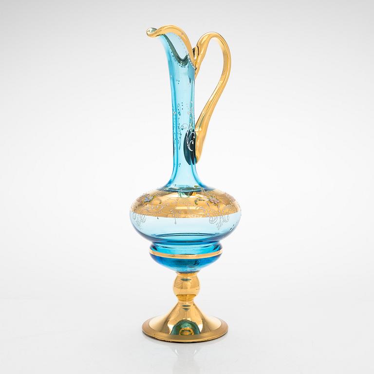 Karahvi ja kuusi juomalasia, Murano, 1900-luvun puoliväli.