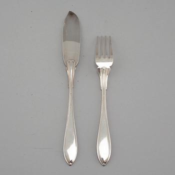 FISKBESTICK, 24 delar, nysilver, C. R. Carlström, 1900-tal.