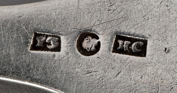 MATSKEDAR, 16 st, silver, bla Ryssland och sannolikt Estland, 1800-talets mitt till tidigt 1900-tal. Totalvikt ca 900 gram.