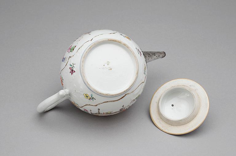 TEKANNA,  porslin/silver,  Qianlong, Kina,  1700-tal.