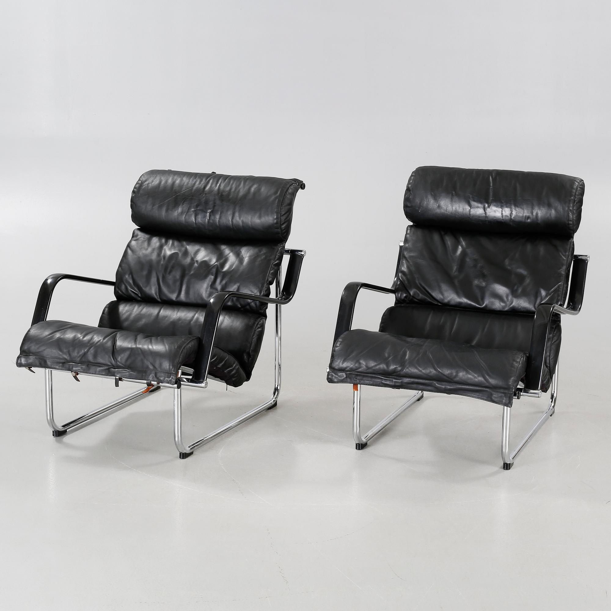 A pair of "Remmi 817H-1K" chairs, designed by Yrjö Kukkapuro in 1969, made by Haimi Oy or Avarte Oy.