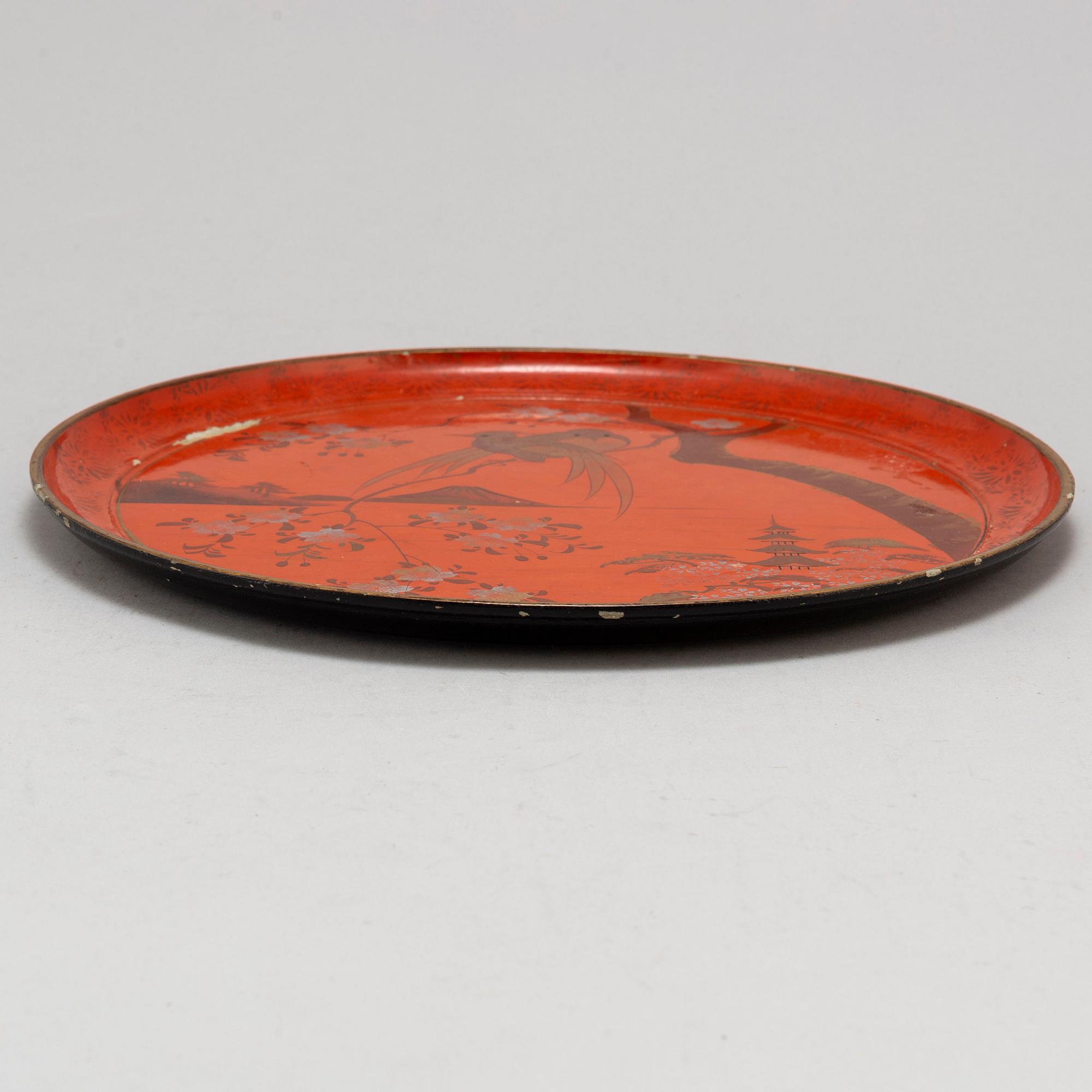 A Japanese tray and lidded box, lacquer, Meiji (1868-1912).