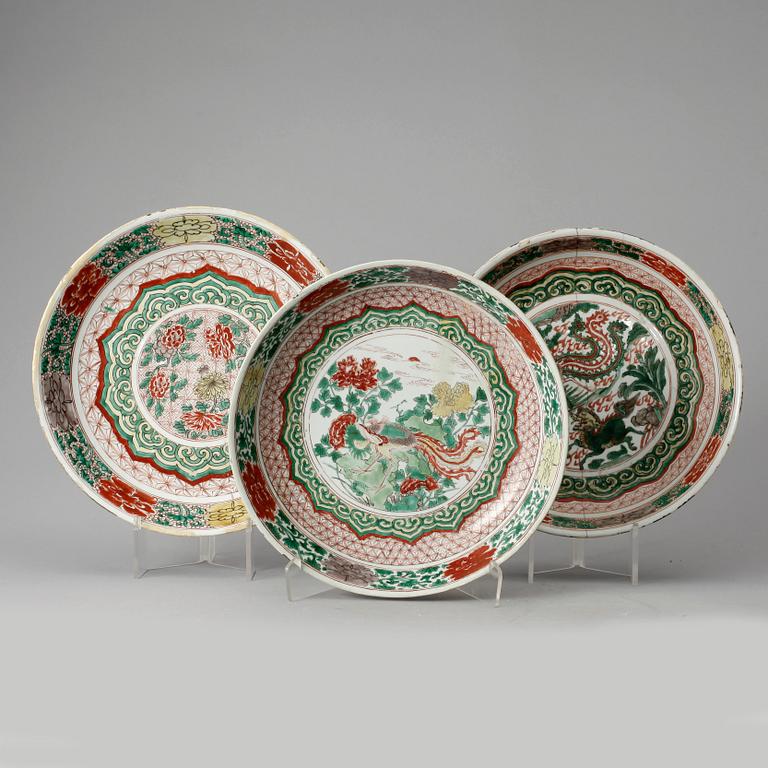 FAT, 3 st, porslin, Kina, Kangxi, (1664-1722).