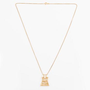 Necklace, pendant, Robbert, 18K gold. Accompanying chain 18K gold. Sweden, 1990.