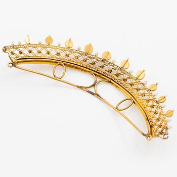 Diadem 18K guld med seedpärlor och halvpärlor, empire, 1800-tal.