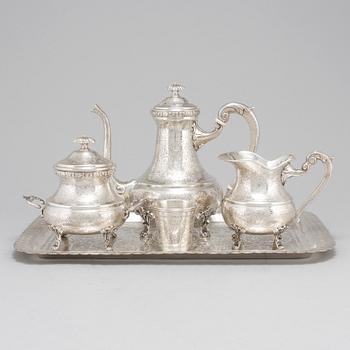 An Egyptian 20th century silver 5 piece tea-set, mark of Kairo 1940's.