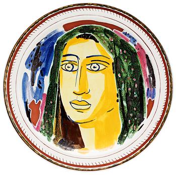 462. A Wilhelm Kåge faience dish, Gustavsberg studio 1951.