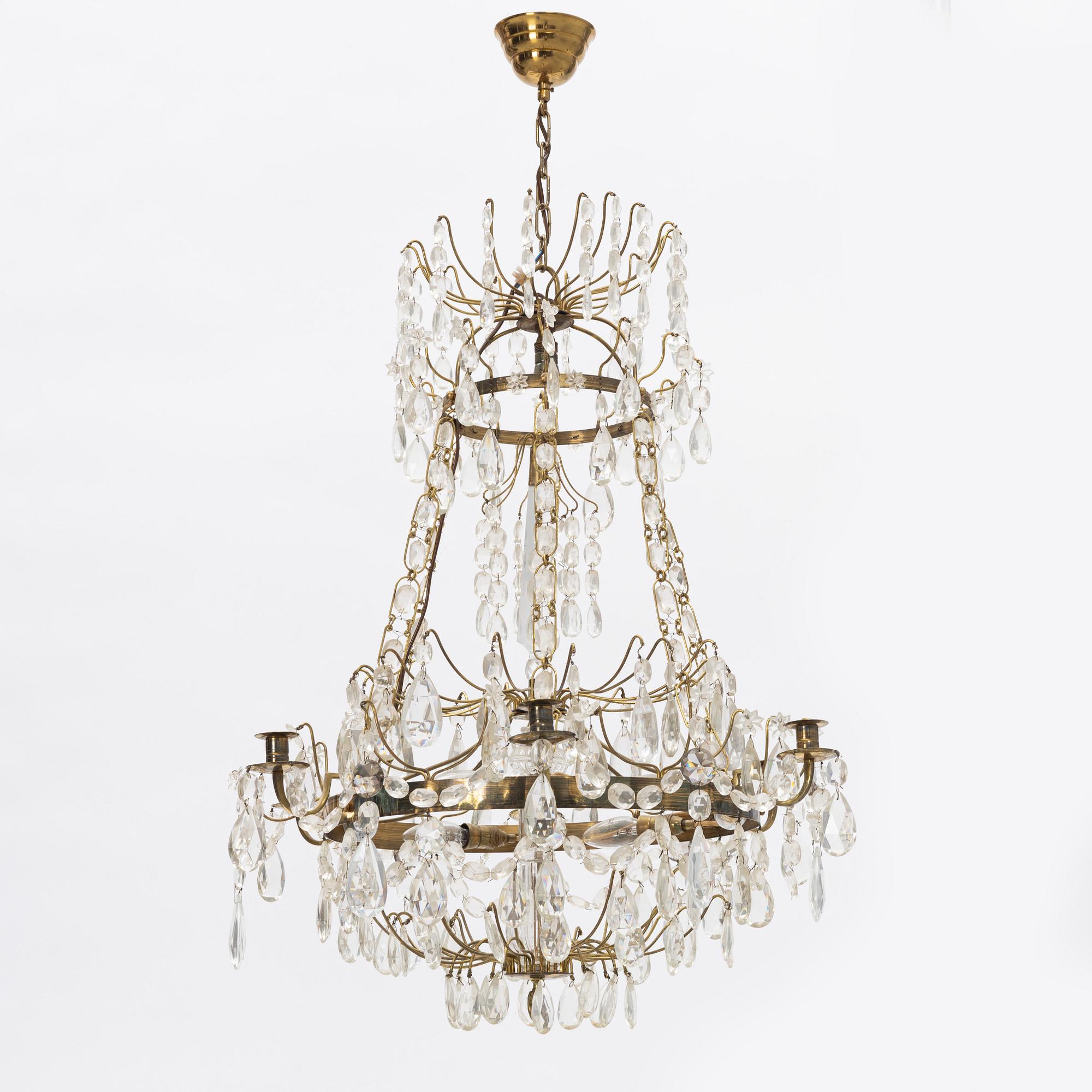 A Gustavian style chandelier, first half of the 20th Century.