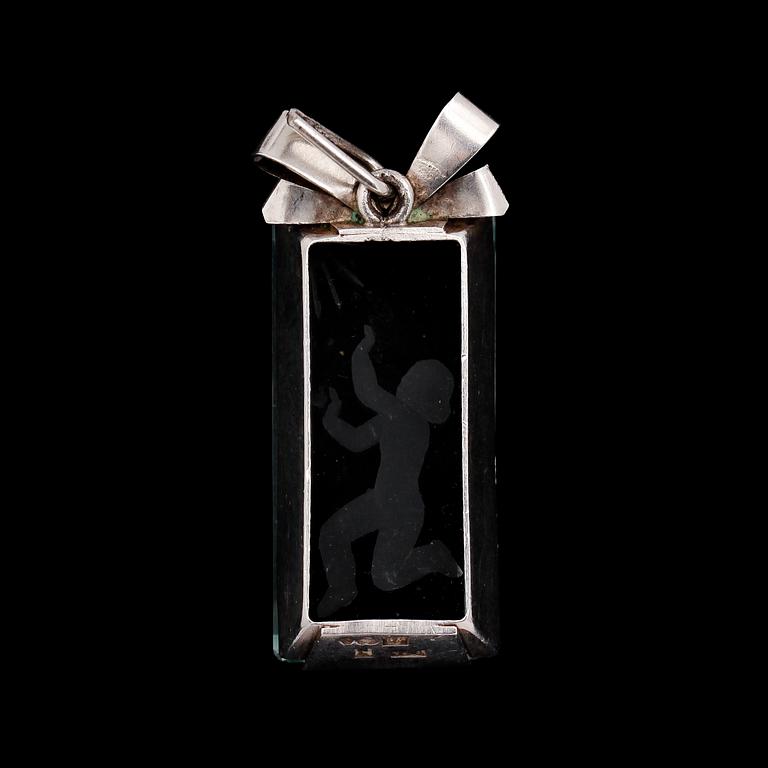 HÄNGE, silver. bergskritall, svenska stämplar, Tyringe 1949.